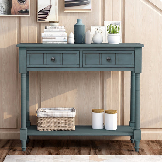 Table console avec deux tiroirs et tablette inférieure