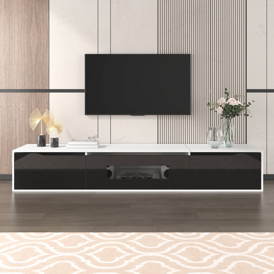 Meuble TV blanc et noir avec LED