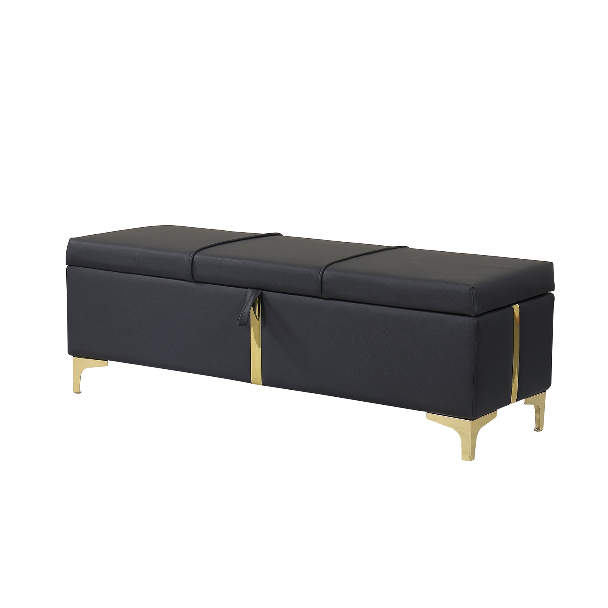 Pouf de rangement rembourré avec pieds en métal