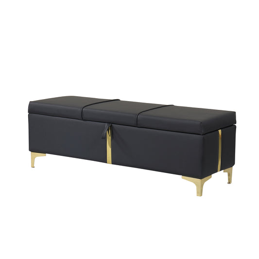 Pouf de rangement rembourré avec pieds en métal