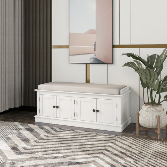 Banc de rangement à chaussure 4 portes avec coussin amovible