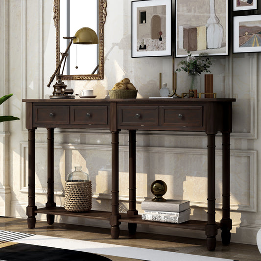 Table console avec deux tiroirs et une tablette inférieure