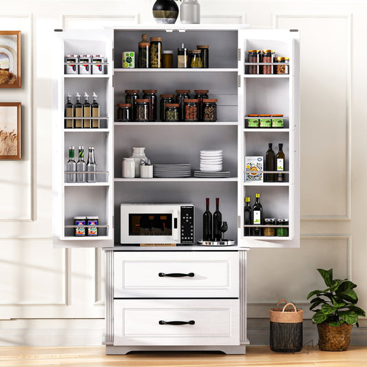 Armoire de cuisine 71" avec 2 grands tiroirs et armoire autoportante