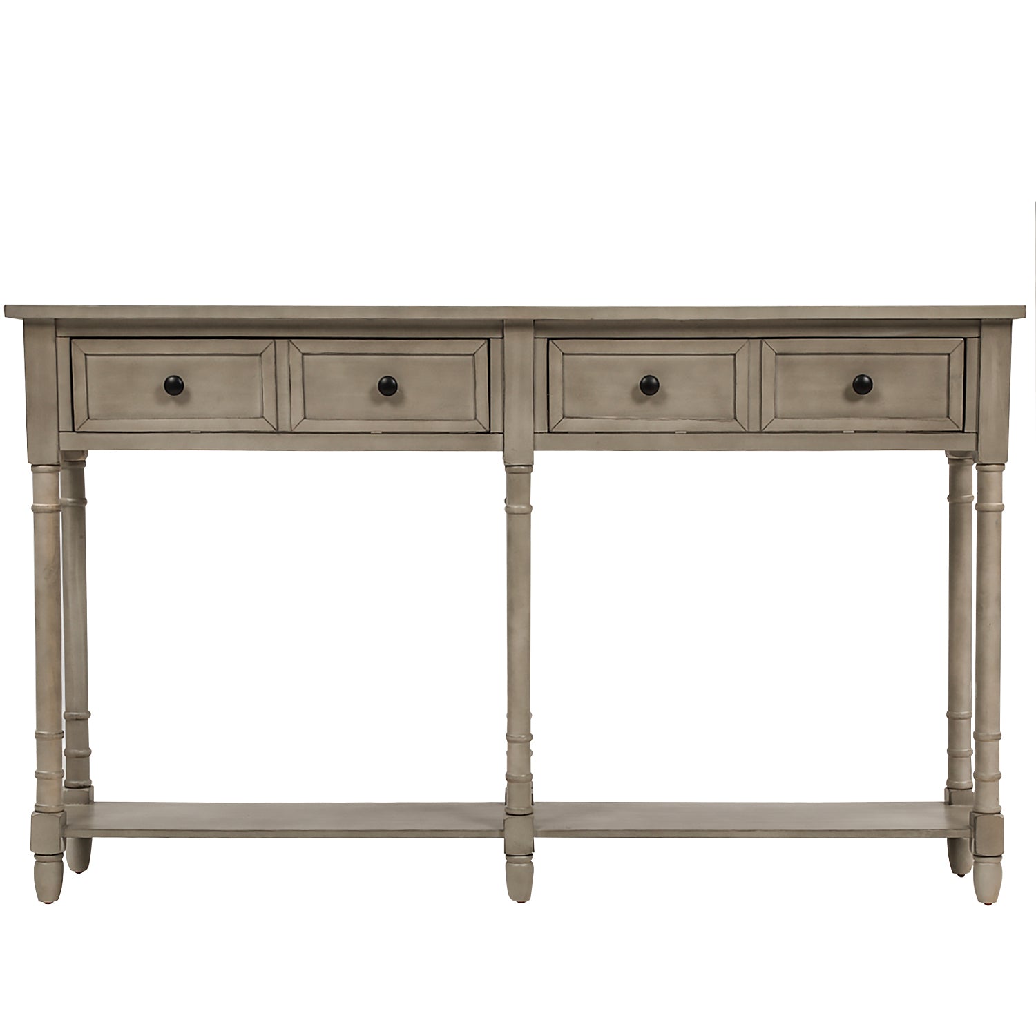 Console en bois massif avec deux tiroirs et étagère inférieur