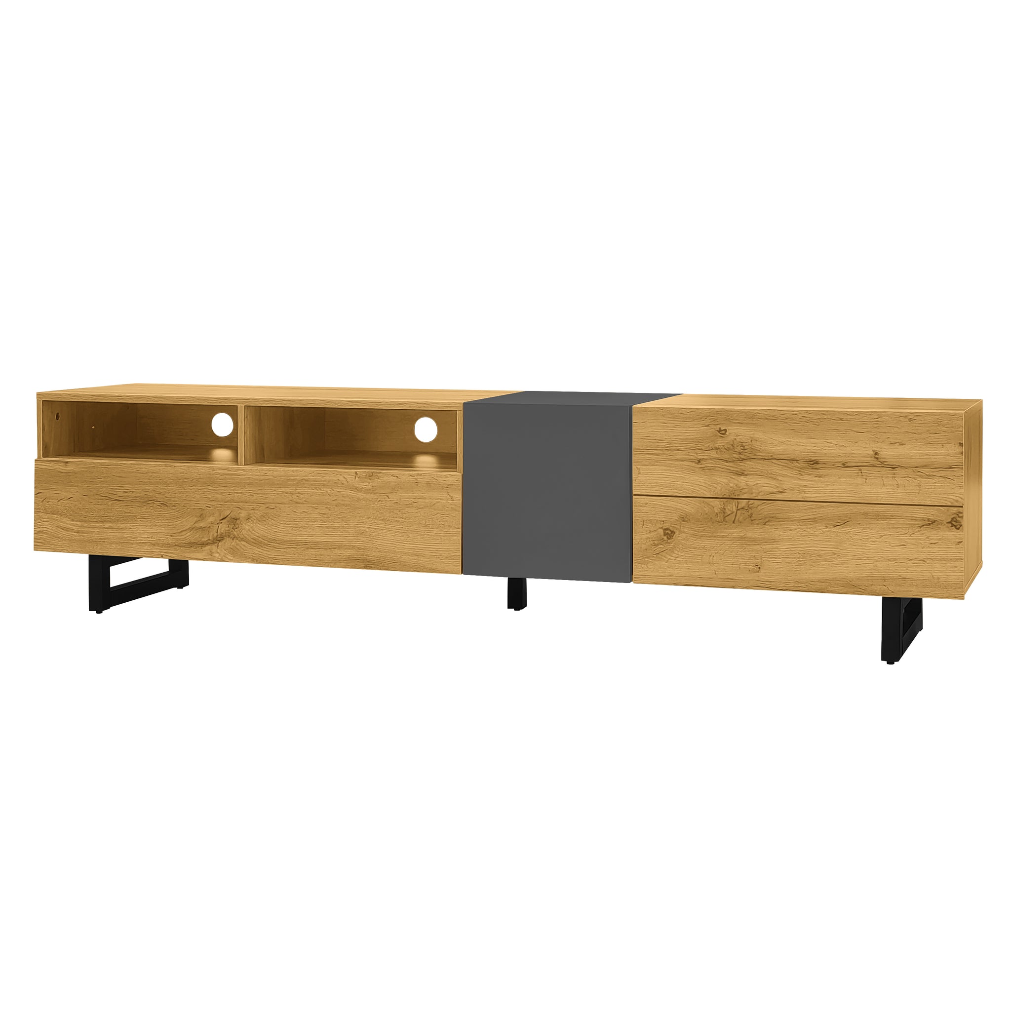 Meuble TV avec trois portes et deux compartiments