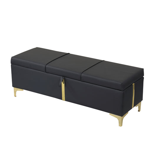 Pouf de rangement rembourré avec pieds en métal