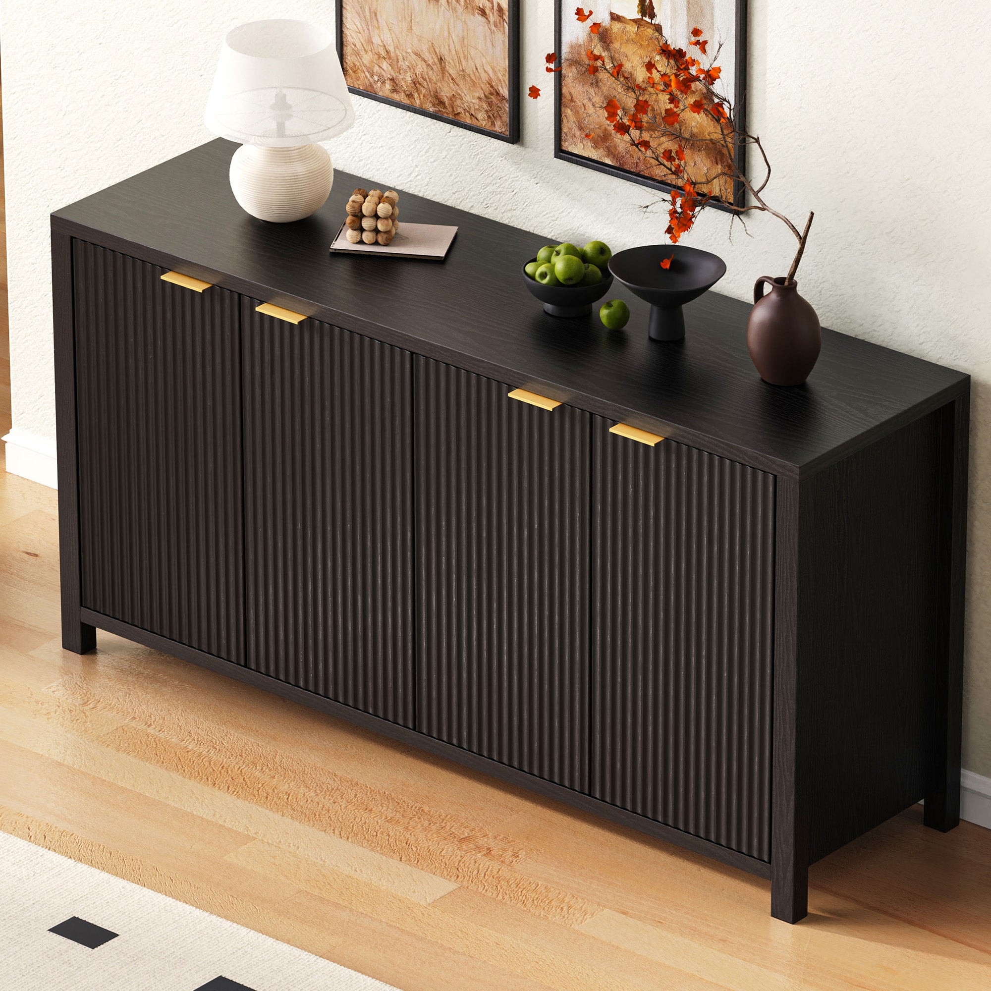 Meuble de rangement 4 portes avec étagères réglables