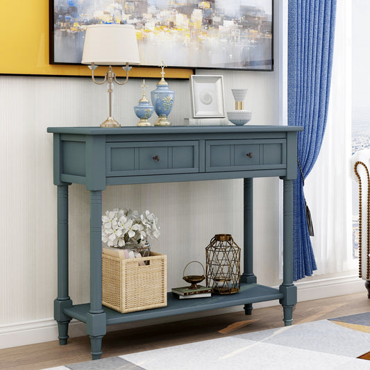 Table console avec deux tiroirs et tablette inférieure