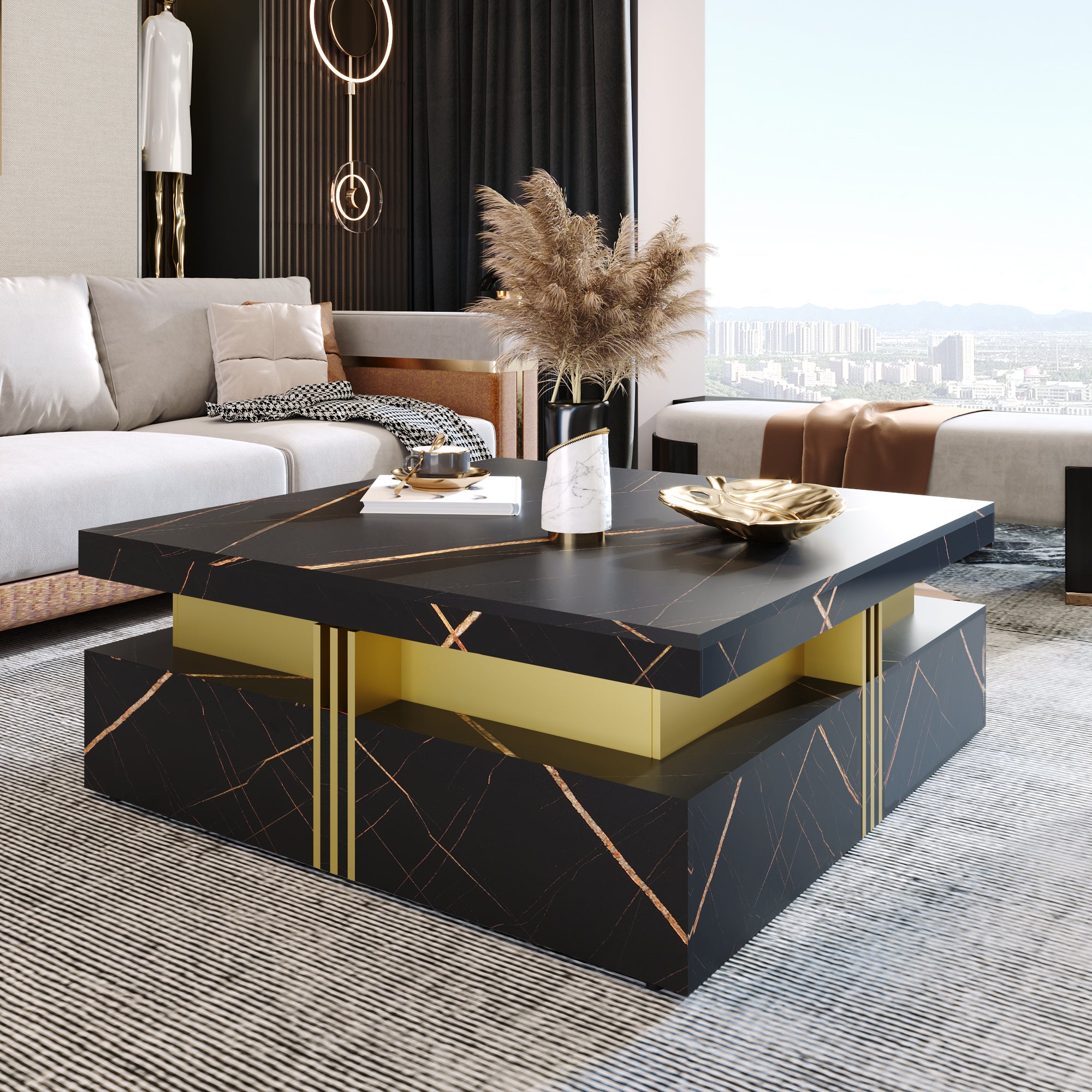Table à café moderne avec rangement 110 cm