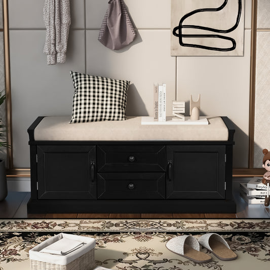 Banc de rangement à chaussure 4 portes avec étagères réglables
