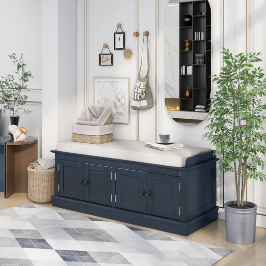 Banc de rangement à chaussure 4 portes avec coussin amovible