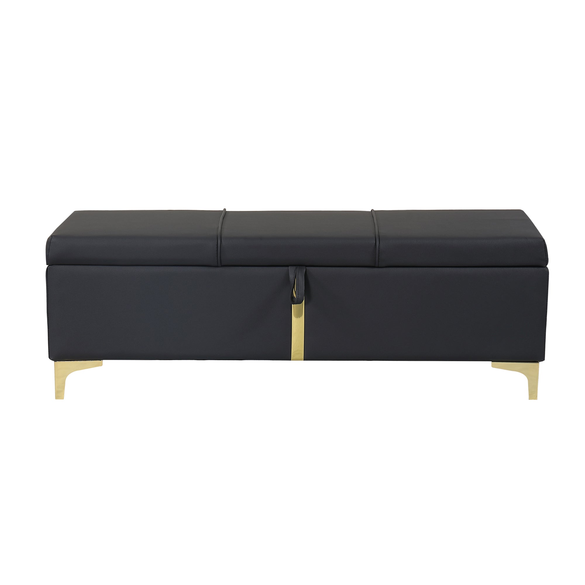 Pouf de rangement rembourré avec pieds en métal