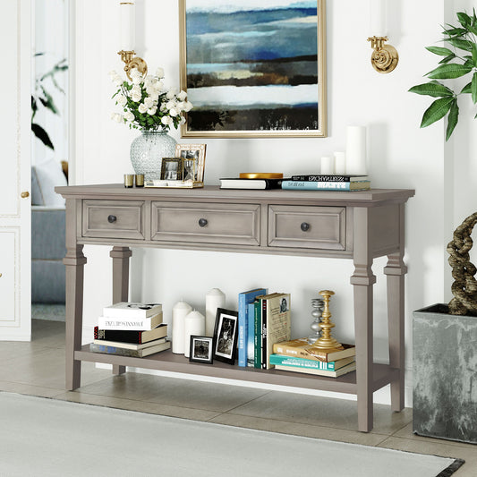 Table console avec trois tiroirs supérieurs et une étagère