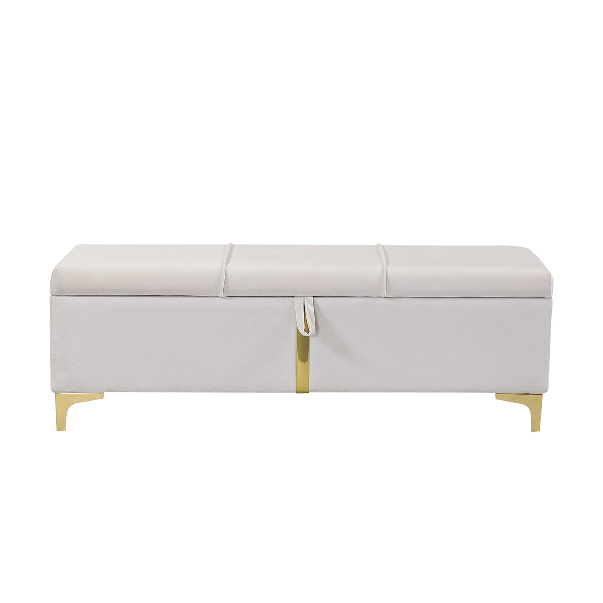 Pouf de rangement rembourré avec pieds en métal