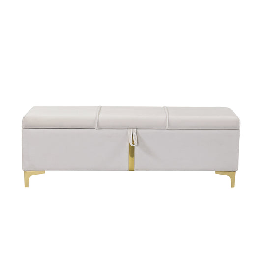 Pouf de rangement rembourré avec pieds en métal