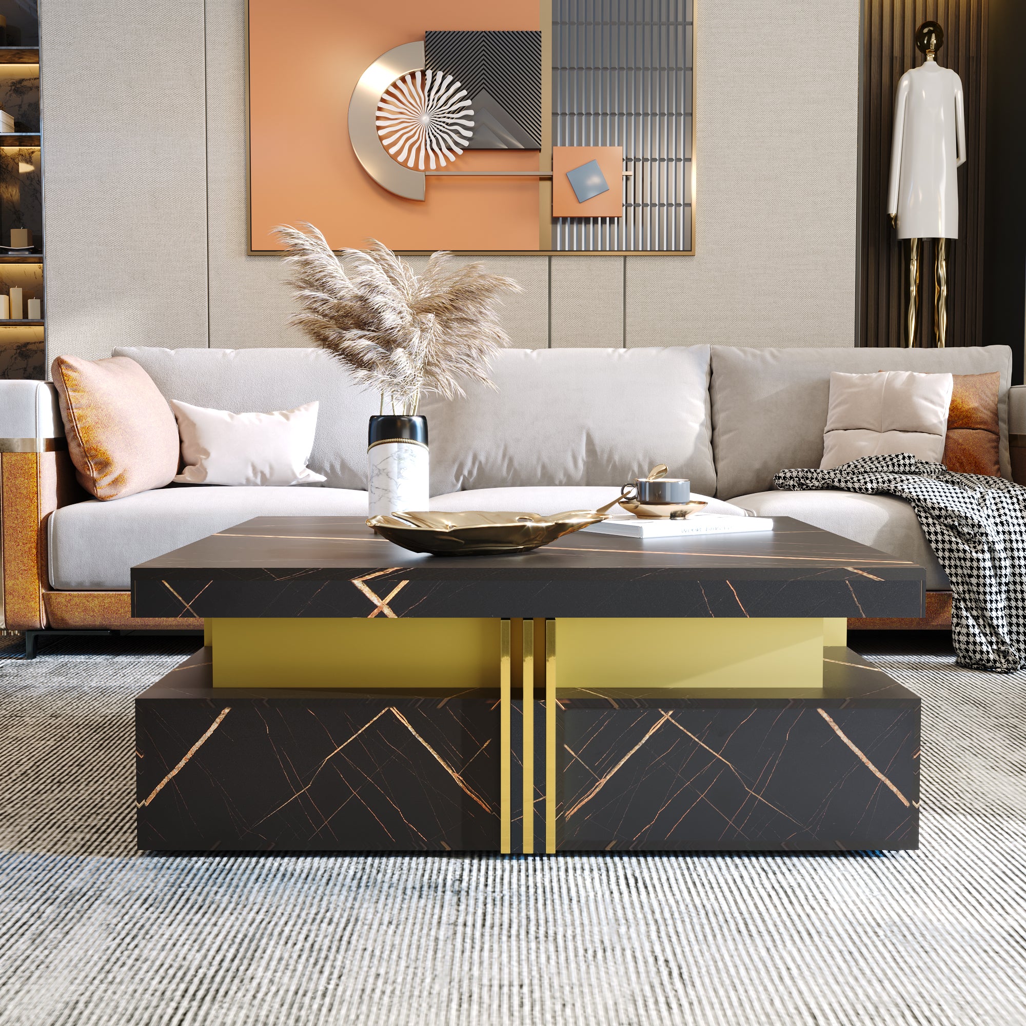 Table à café moderne avec rangement 110 cm