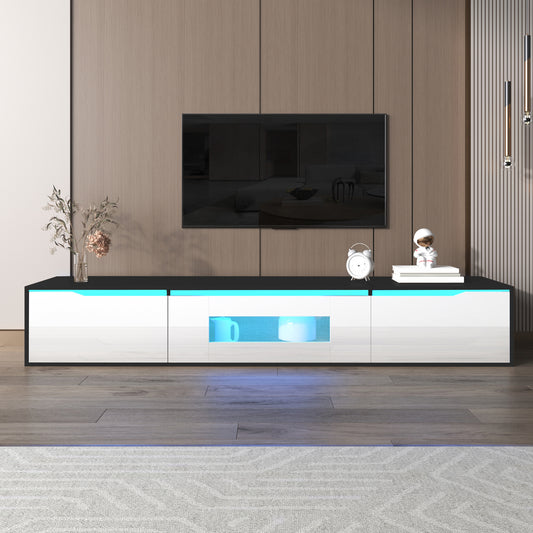 Meuble TV blanc et noir avec LED