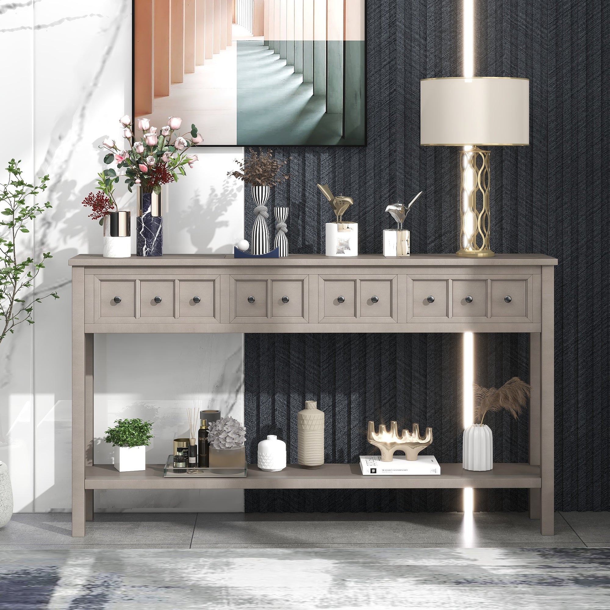Table console avec 4 tiroirs de 2 grandeurs 152cm