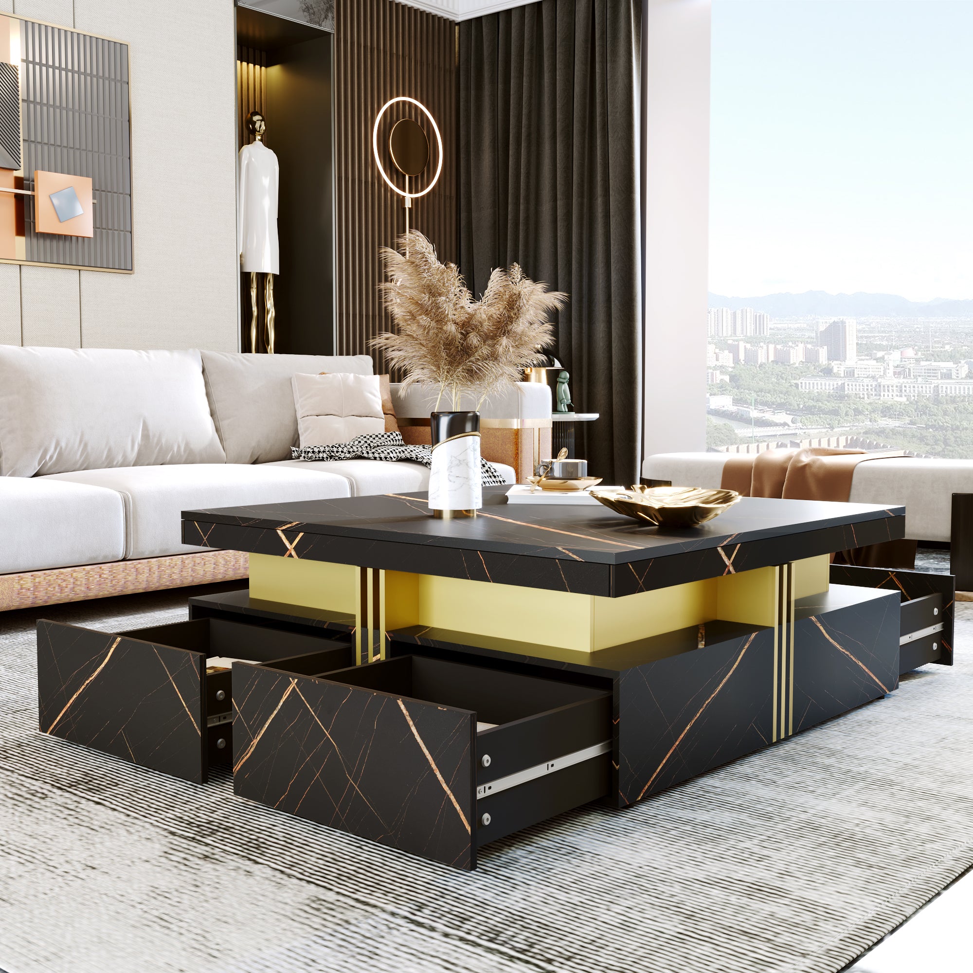Table à café moderne avec rangement 110 cm