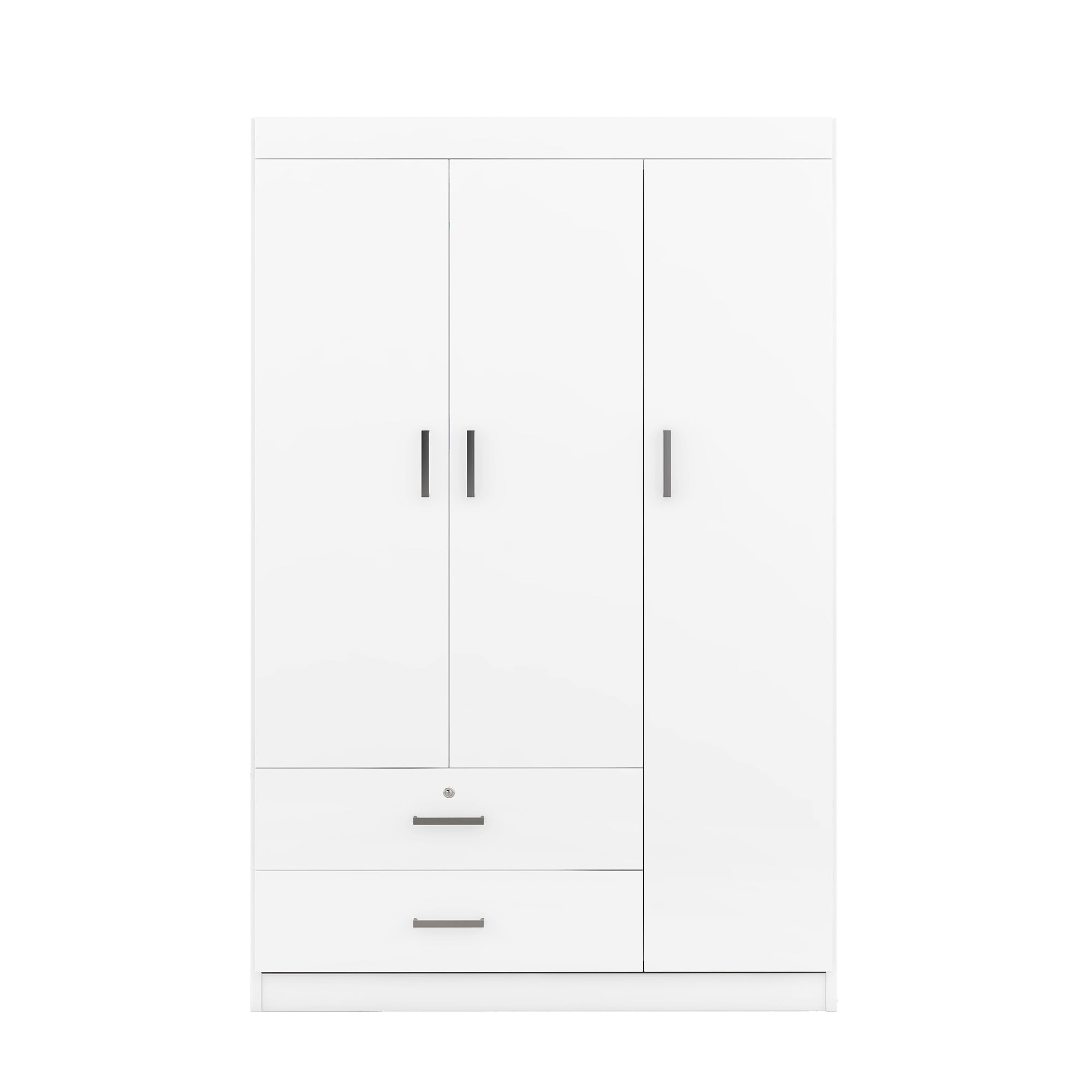 Armoire en bois blanc 3 portes et 2 tiroirs