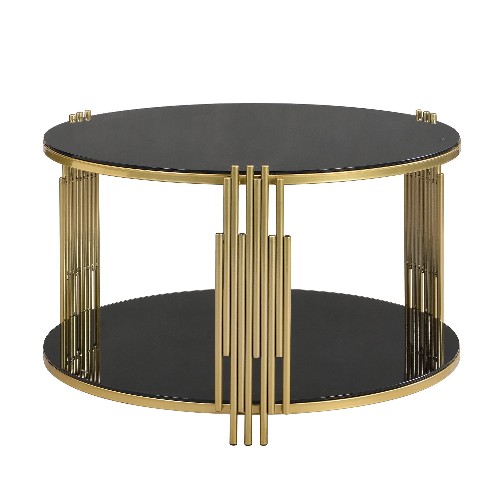 Table à café noire et dorée avec tablette inférieure