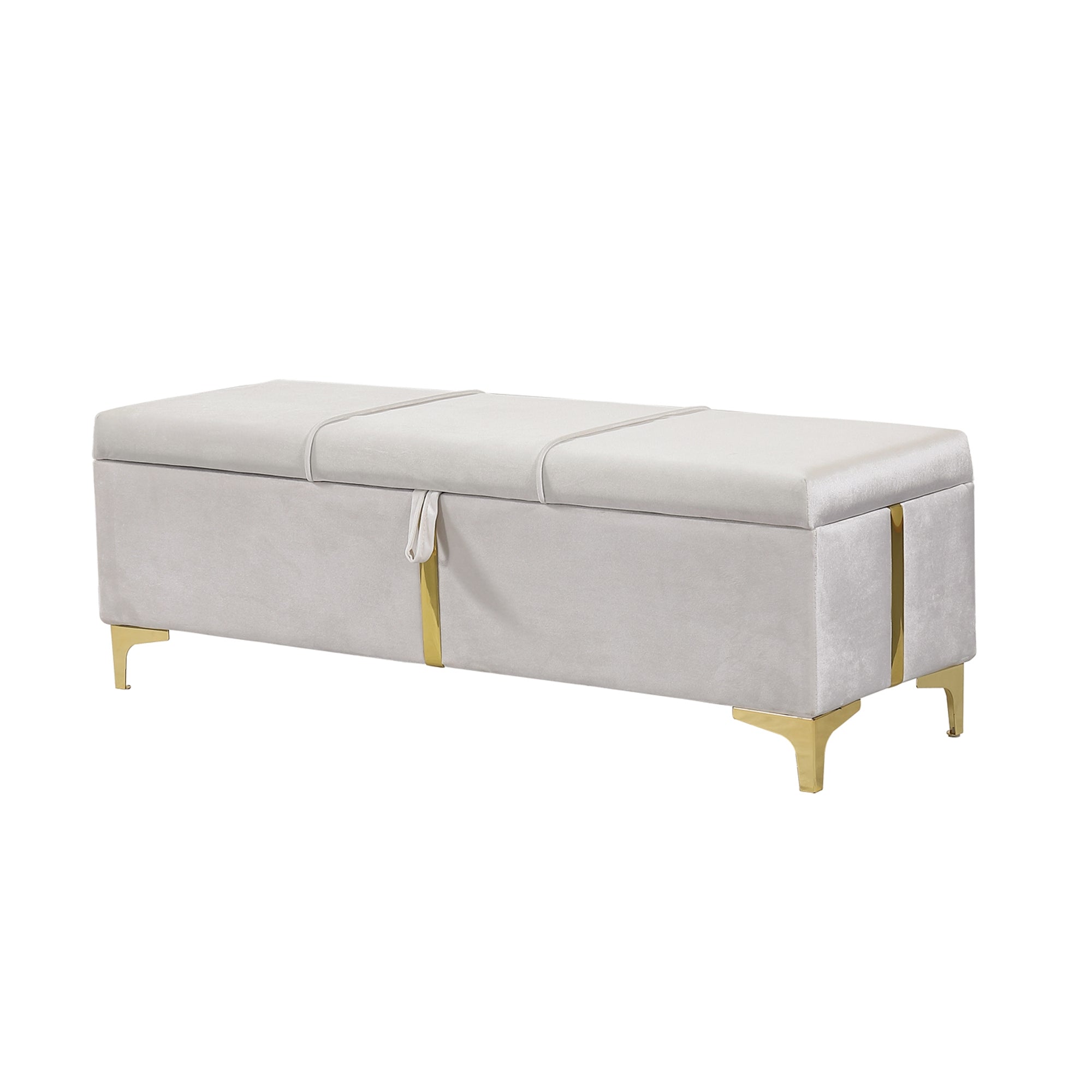 Pouf de rangement rembourré avec pieds en métal