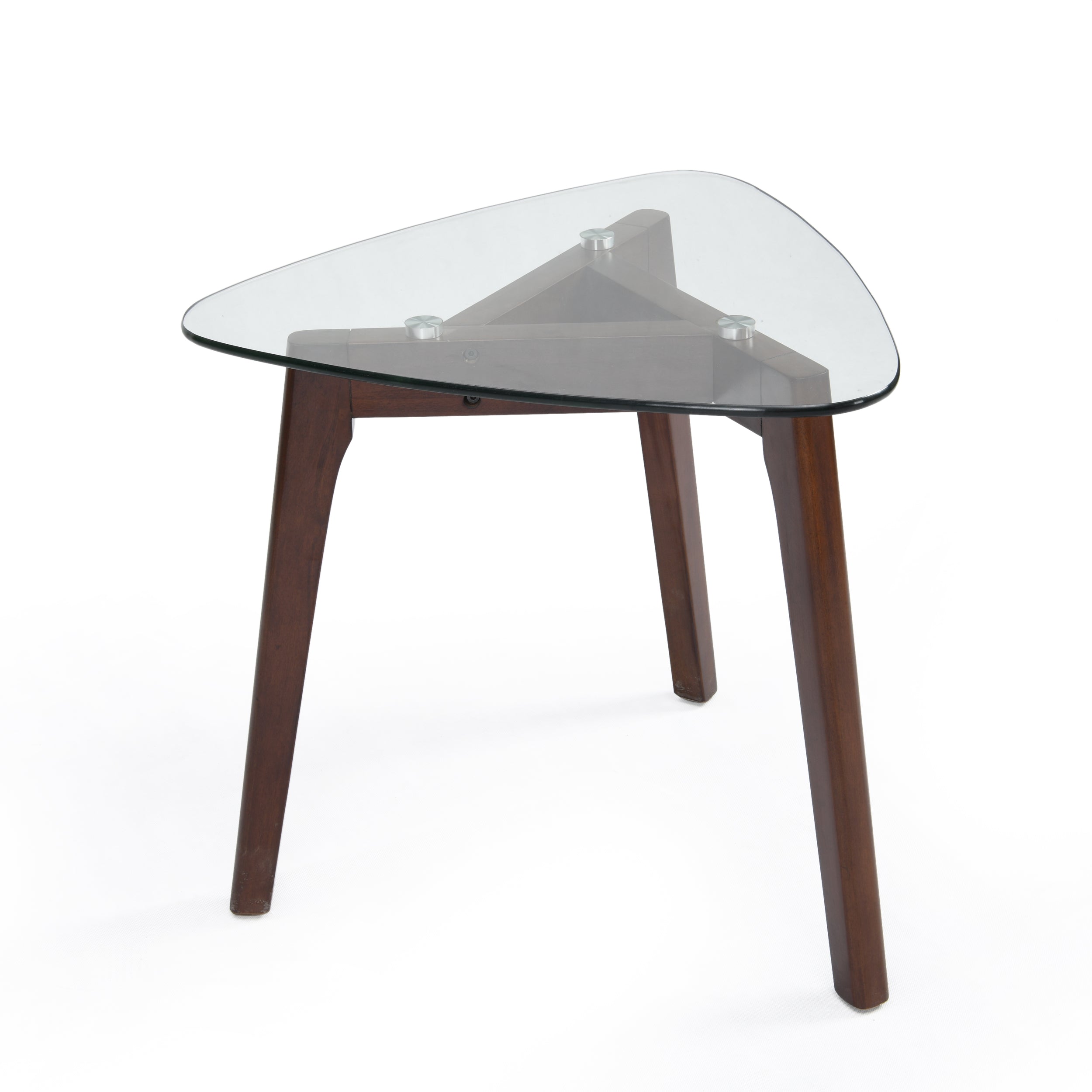 Table de bout en bois massif et verre