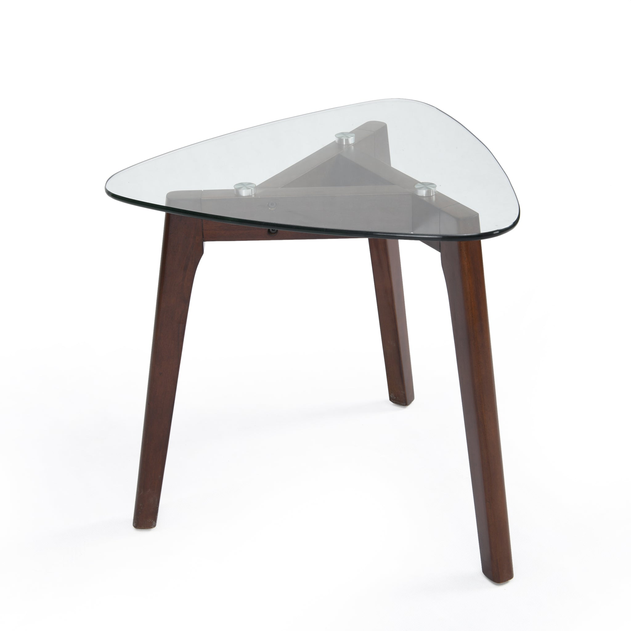 Table de bout en bois massif et verre