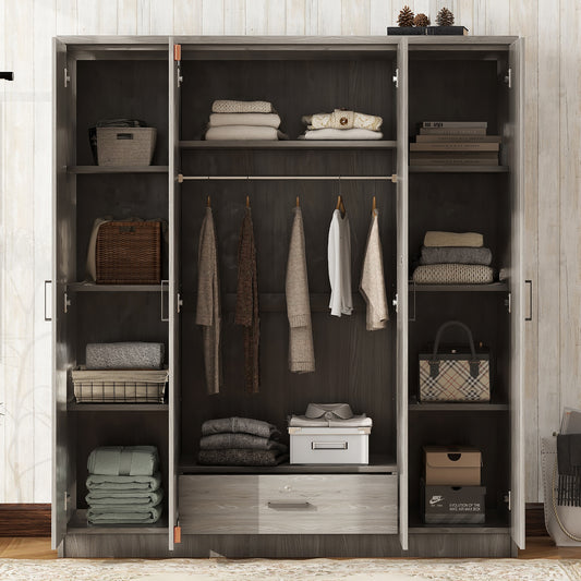 Armoire en bois gris 4 portes avec 1 tiroir