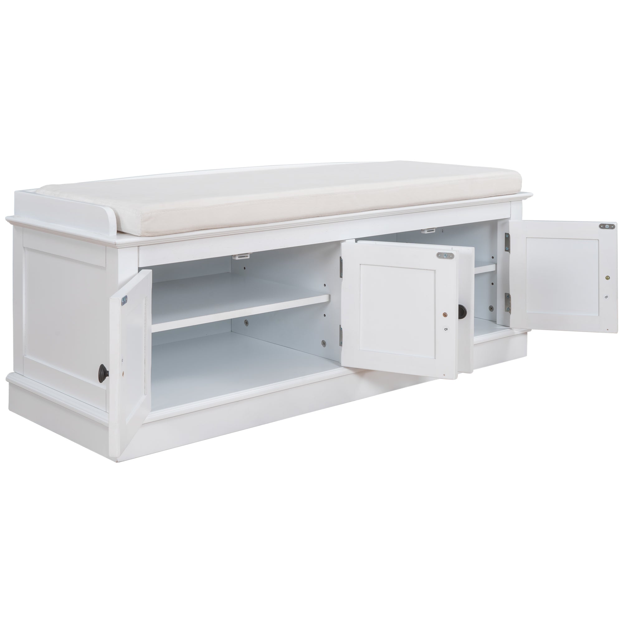 Banc de rangement à chaussure 4 portes avec coussin amovible