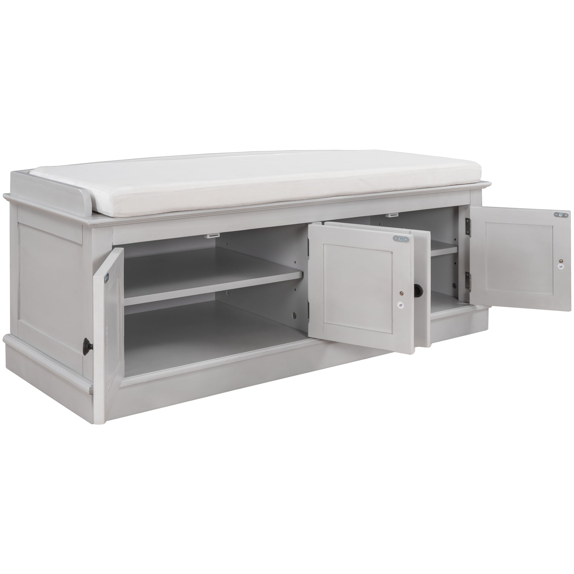 Banc de rangement à chaussure 4 portes avec coussin amovible