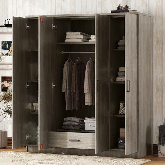 Armoire en bois gris 4 portes avec 1 tiroir