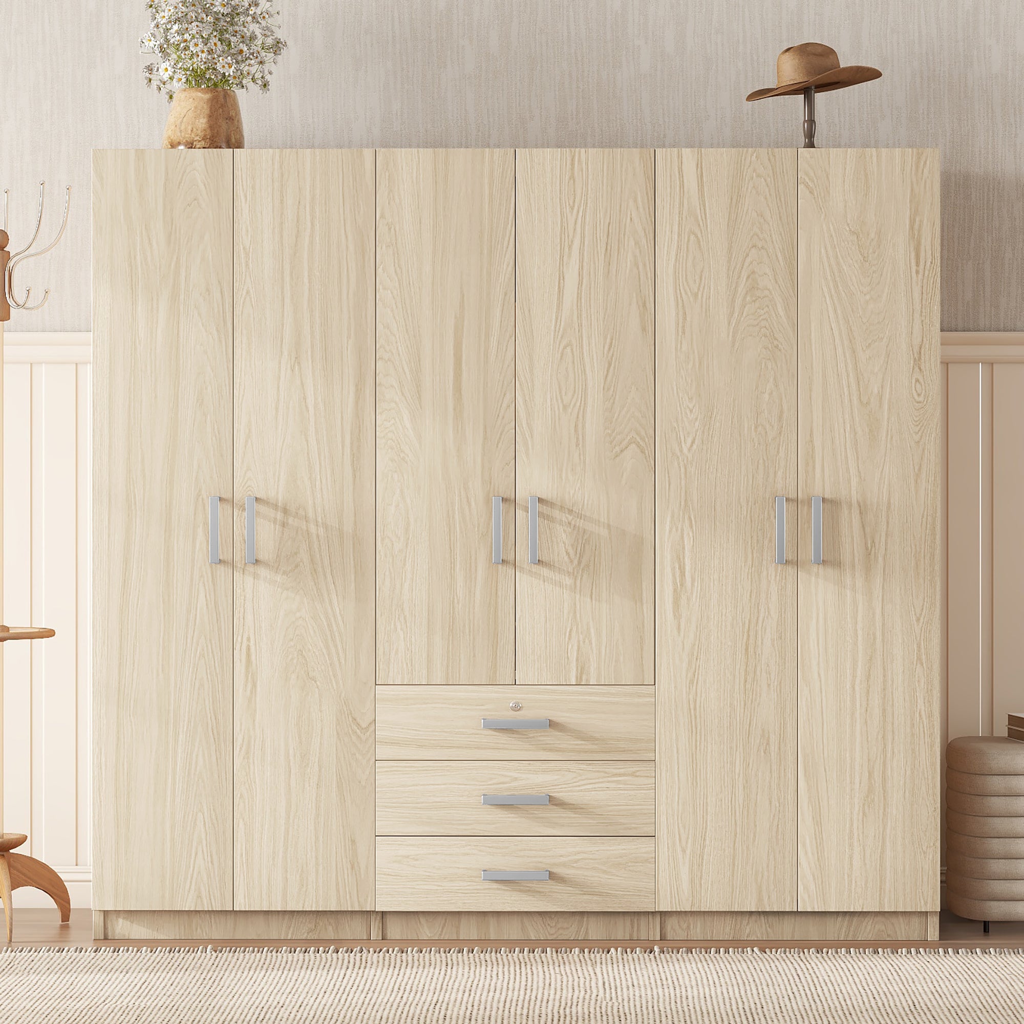 Armoire de rangement en bois 6 portes pour chambre à coucher