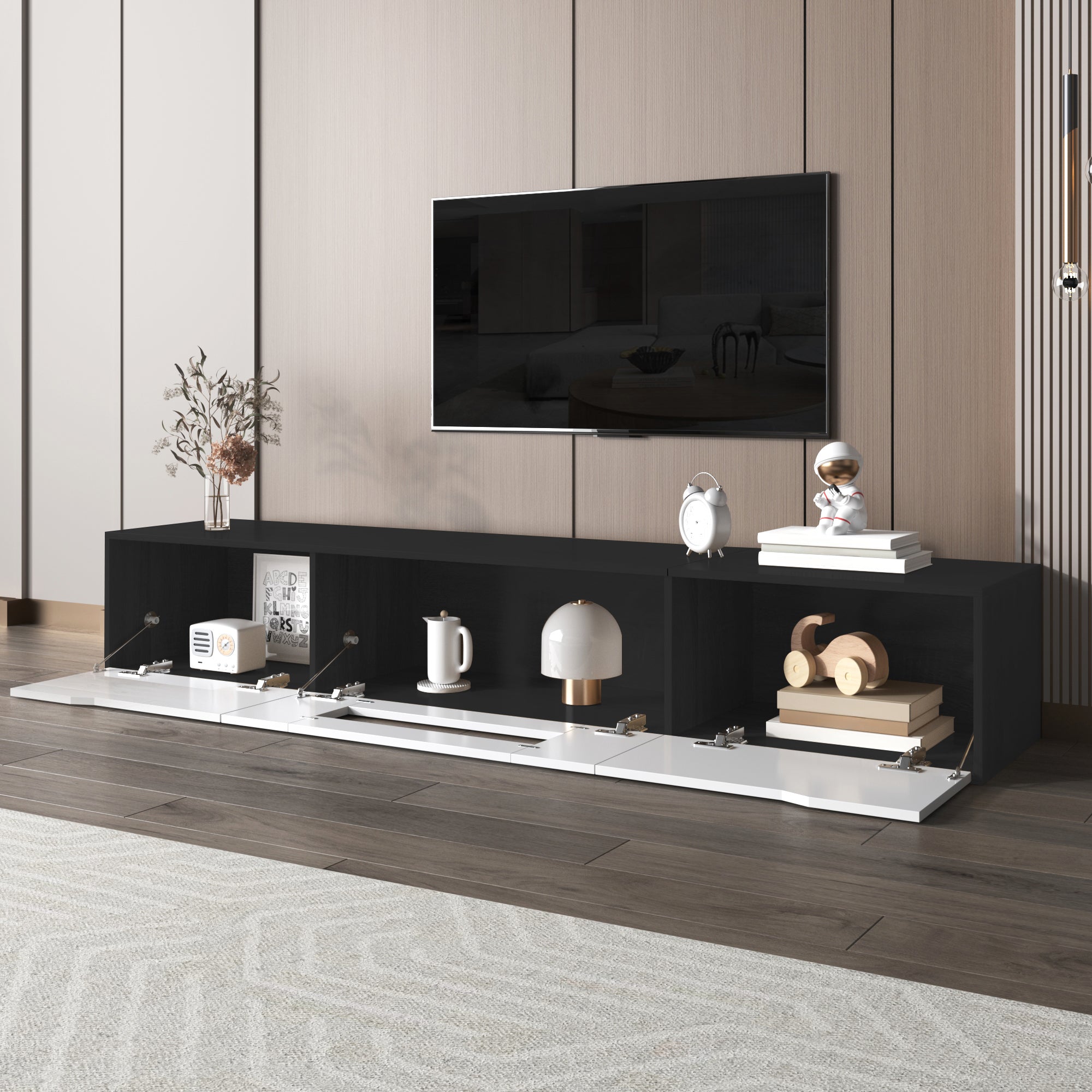 Meuble TV blanc et noir avec LED