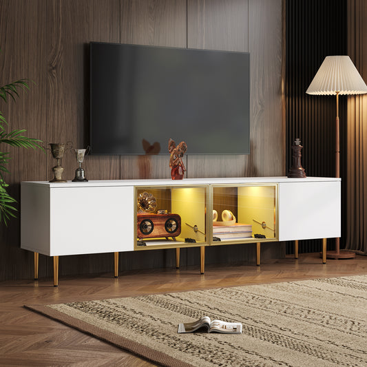 Meuble TV 4 portes dont deux en verre trempé