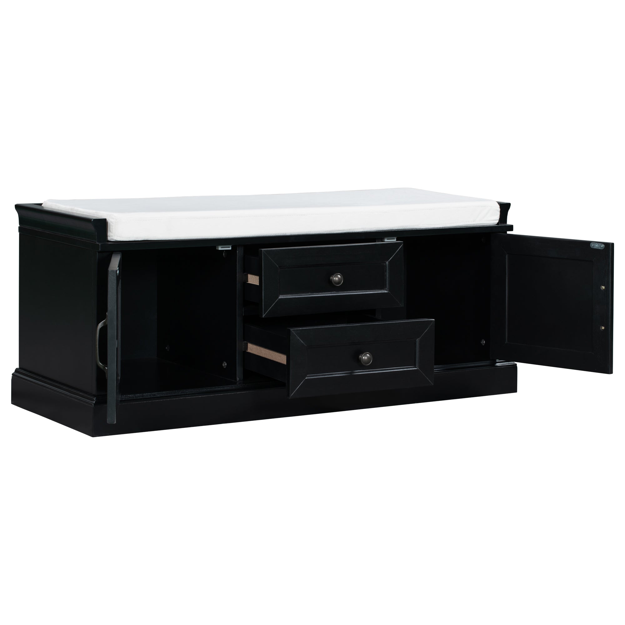 Banc de rangement à chaussure 4 portes avec étagères réglables