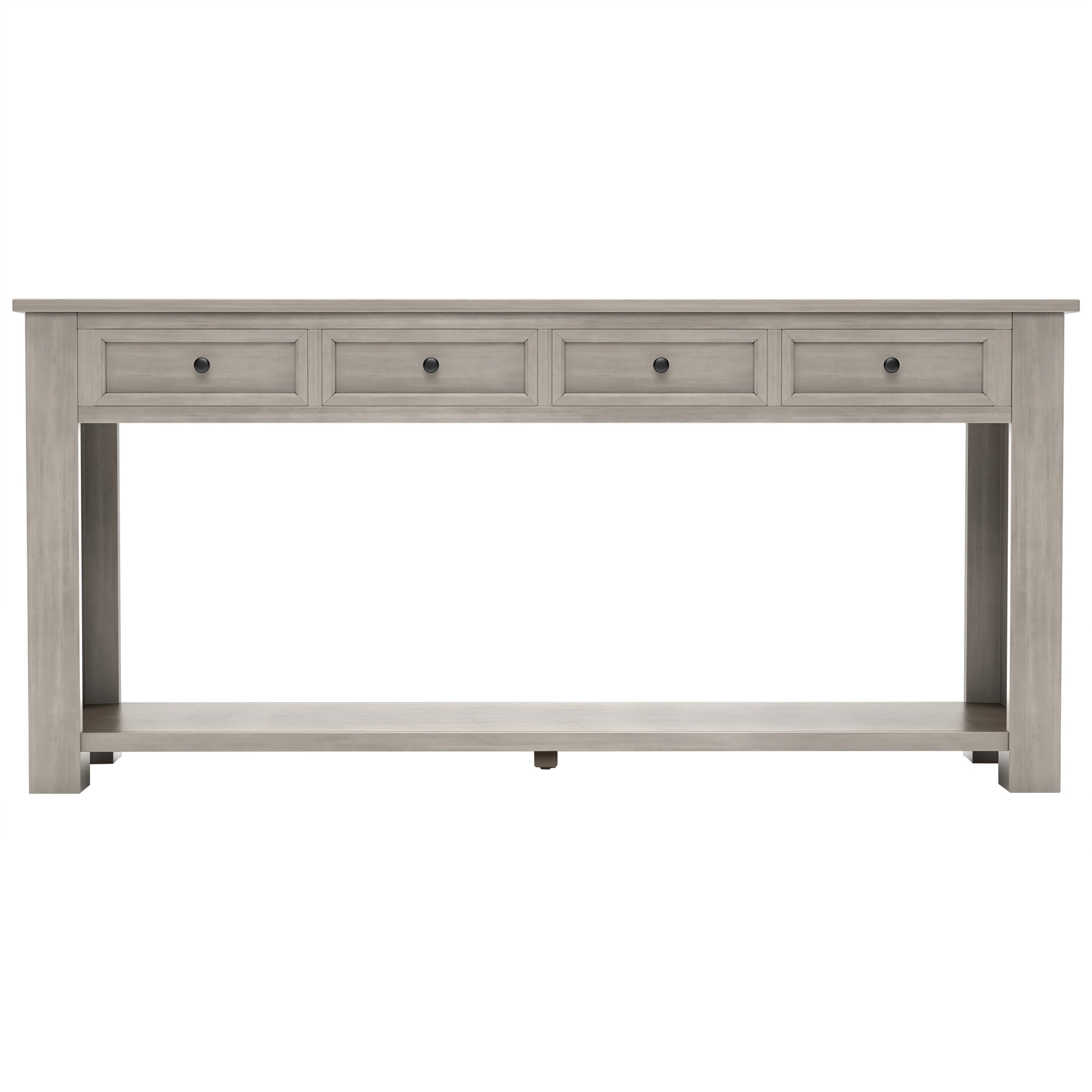 Console en bois massif avec 4 tiroirs et étagère inférieure