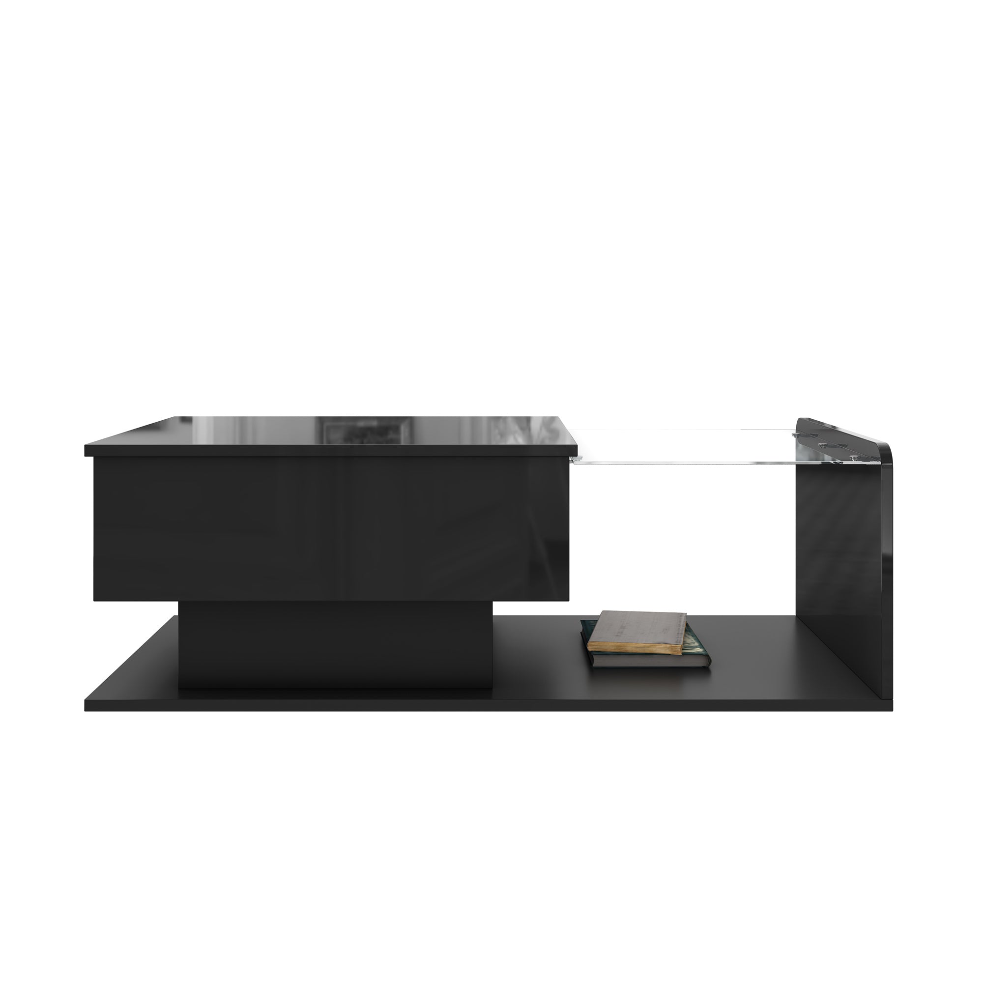 Table à café avec plateau en verre et effet LED