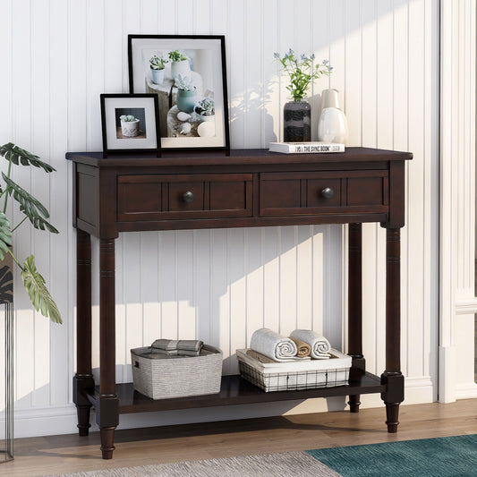 Table console avec deux tiroirs et tablette inférieure