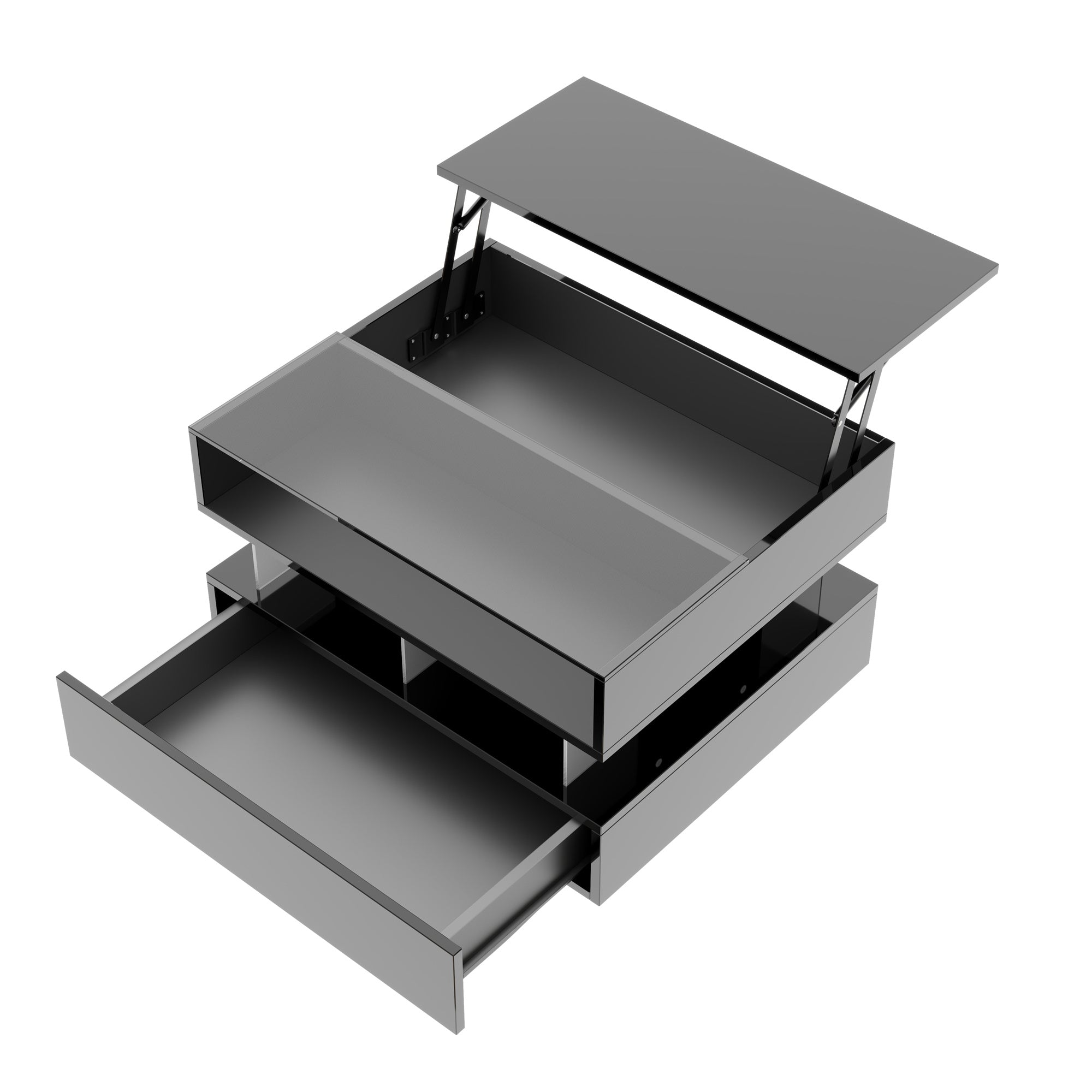 Table à café avec plateau en verre et effet LED