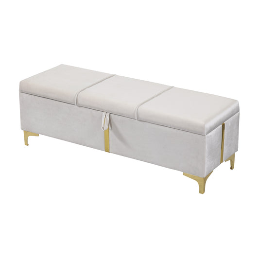 Pouf de rangement rembourré avec pieds en métal