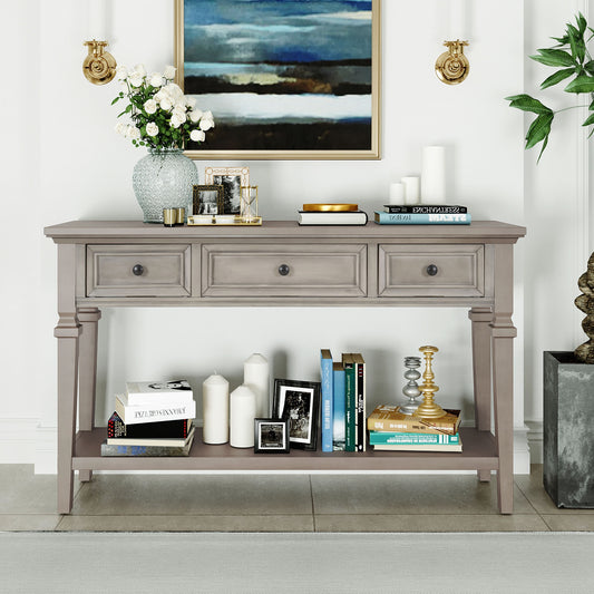 Table console avec trois tiroirs supérieurs et une étagère