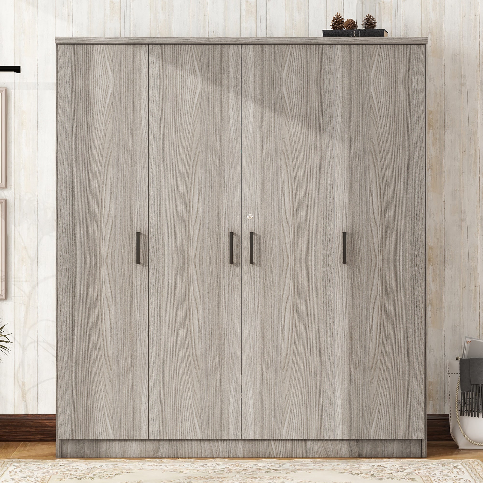 Armoire en bois gris 4 portes avec 1 tiroir