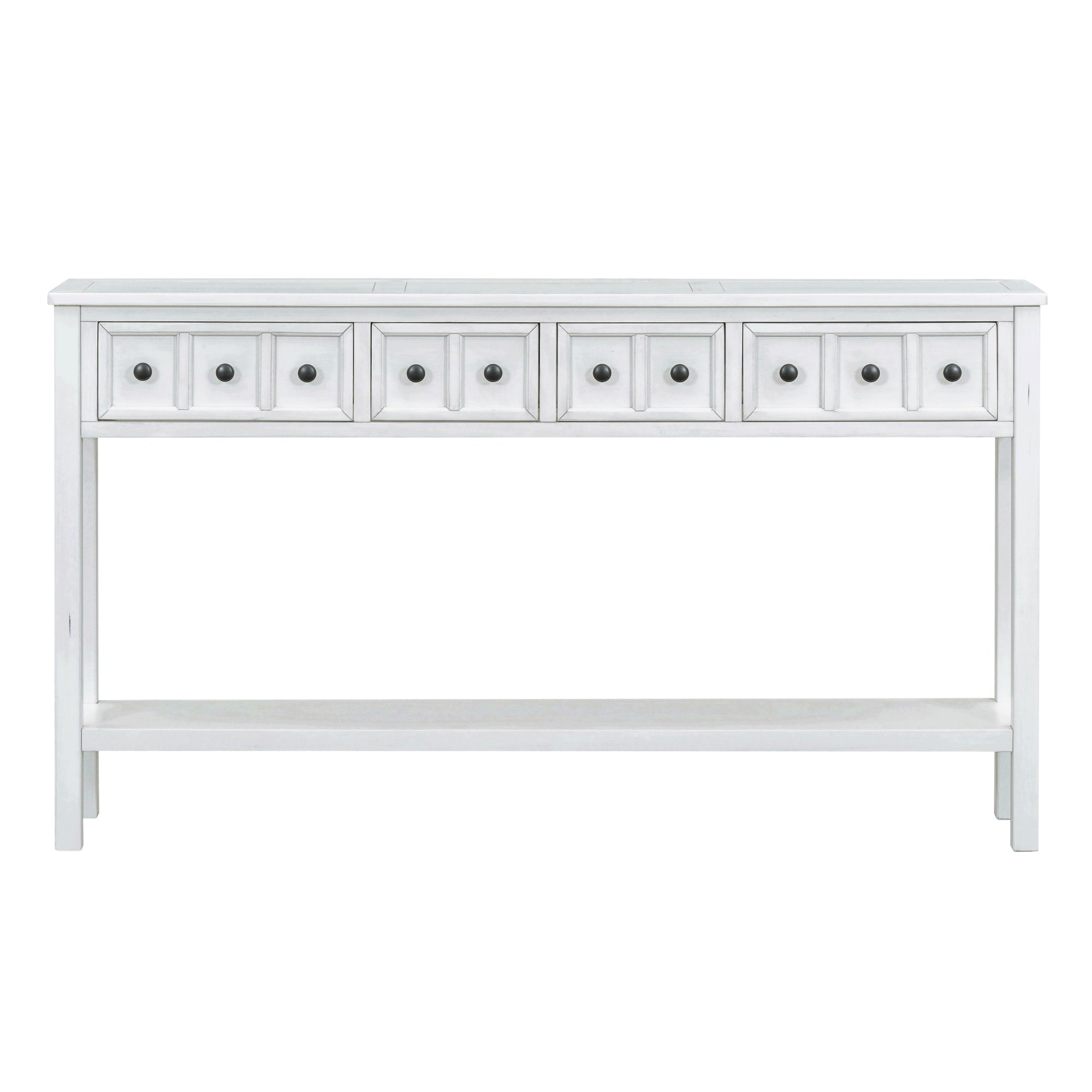 Console en bois massif avec 2 grands tiroirs et 2 petits tiroirs
