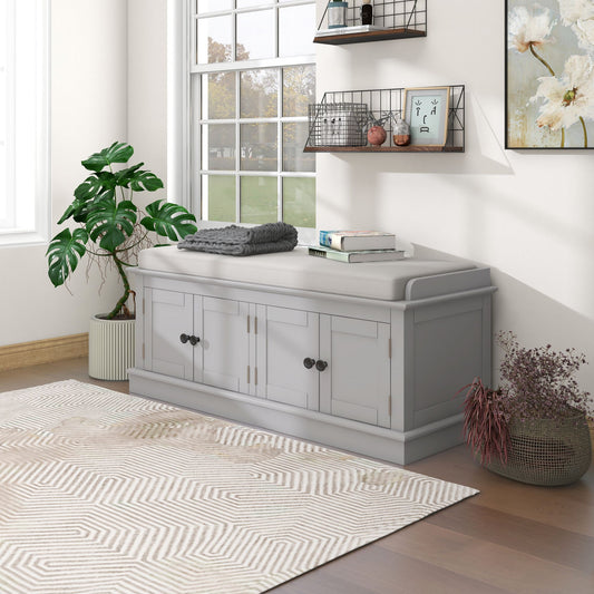Banc de rangement à chaussure 4 portes avec coussin amovible