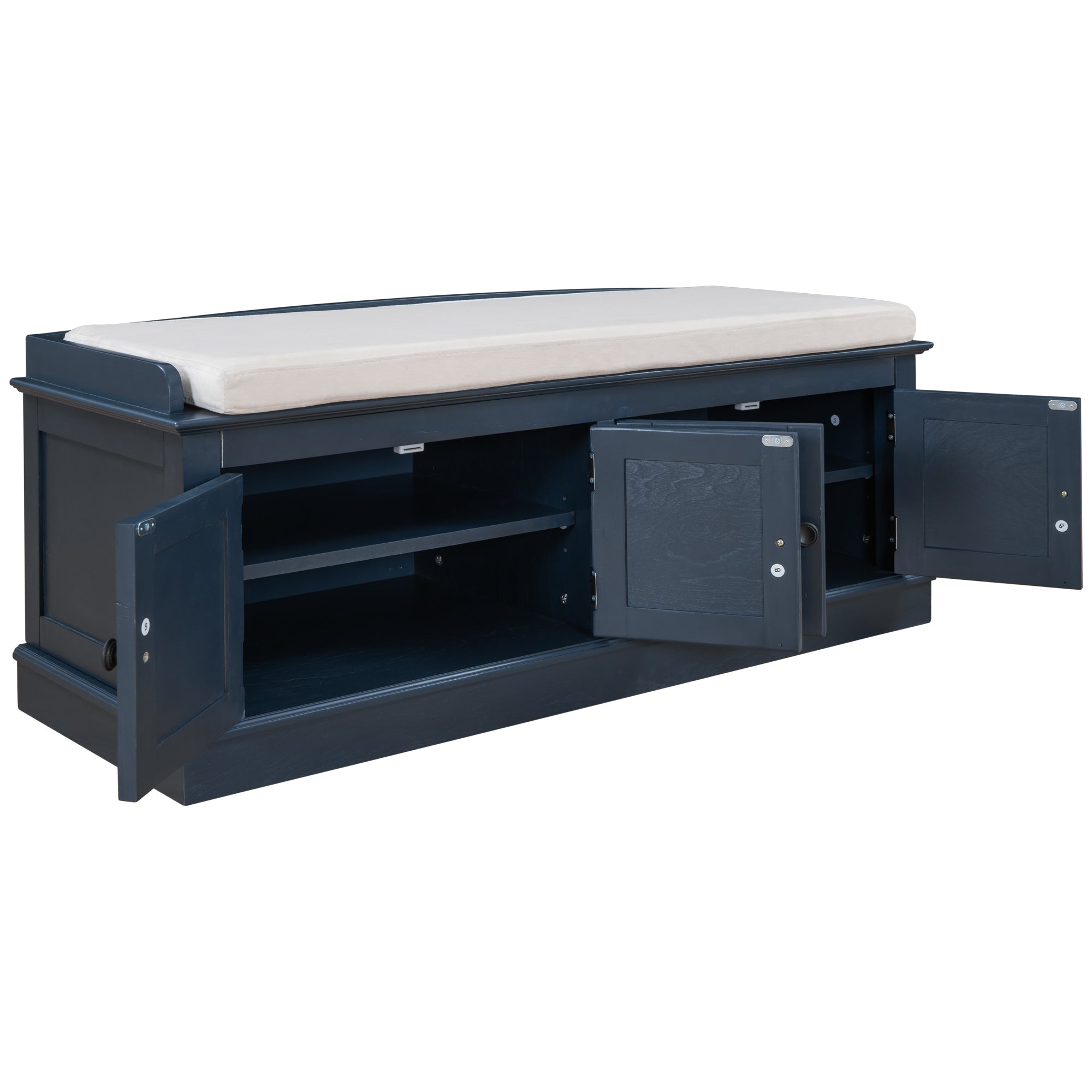 Banc de rangement à chaussure 4 portes avec coussin amovible