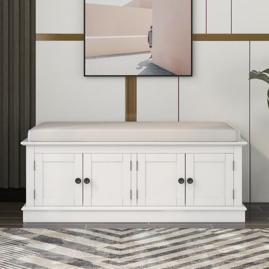 Banc de rangement à chaussure 4 portes avec coussin amovible