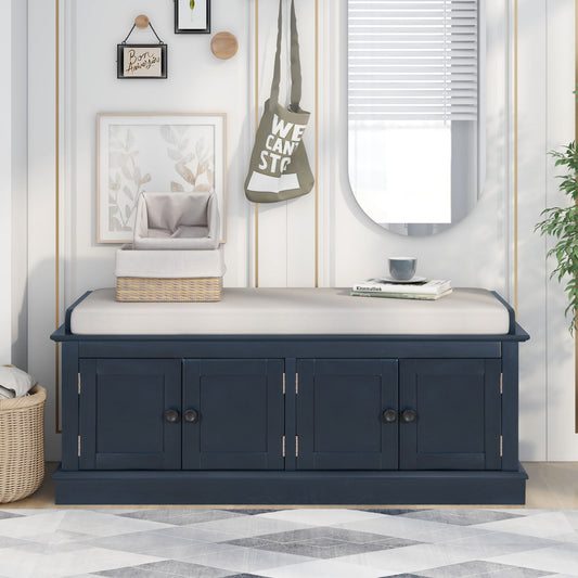 Banc de rangement à chaussure 4 portes avec coussin amovible