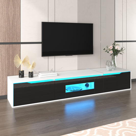 Meuble TV blanc et noir avec LED