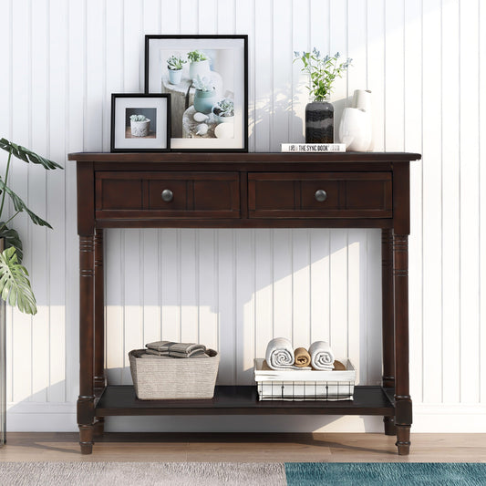 Table console avec deux tiroirs et tablette inférieure